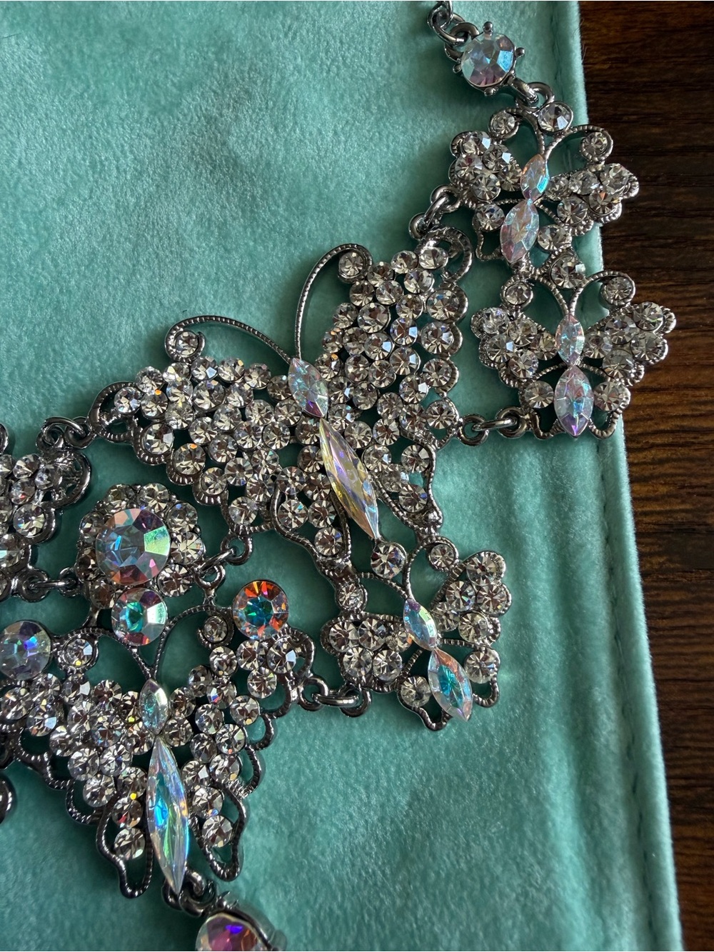 Kirks Folly Silver and AB Crystal Bib Necklace - Picture 9 of 12